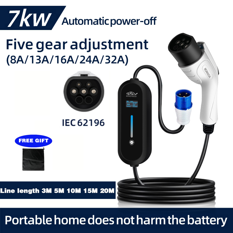 ROMADA 7KW 32A EV Caricatore p - Portable Ev Charger 32A Type 2 Cee Plug recensione e prezzo